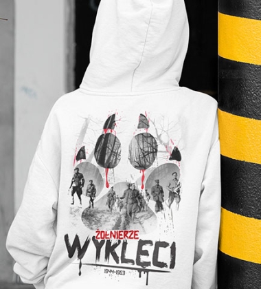 Damska bluza z kapturem ŻOŁNIERZE WYKLĘCI BIAŁA